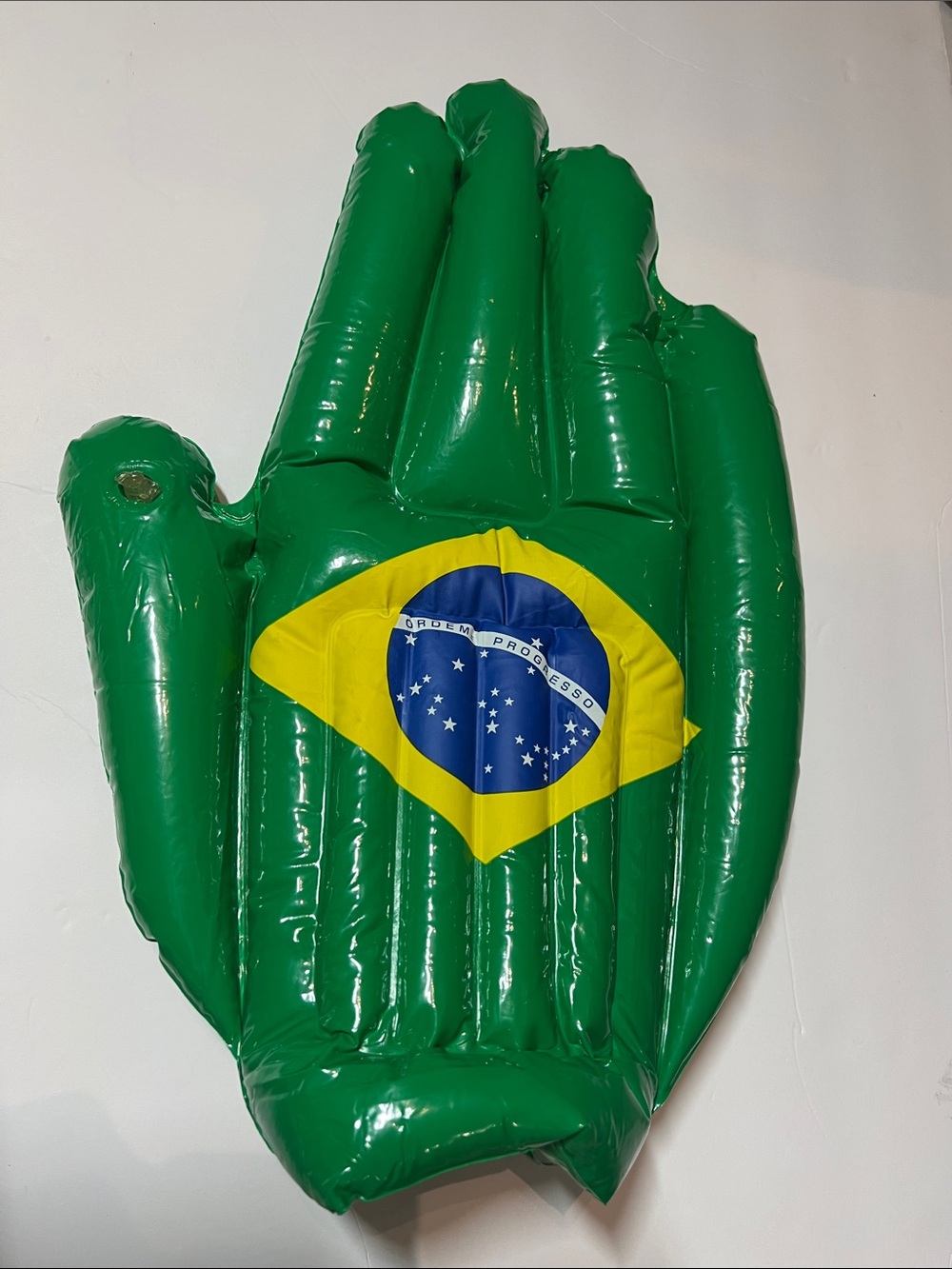 Inflatable Hand with Brazil Flag - Green & Yellow